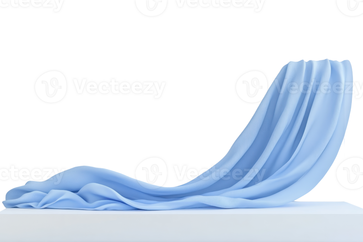 Flowing blue fabric gracefully draped over a surface, creating an elegant and minimalistic artistic composition. png