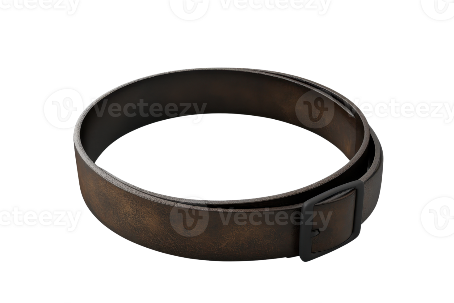 High-quality brown leather belt with a black buckle, perfect for casual or formal outfits, showcasing a blend of durability and style. png
