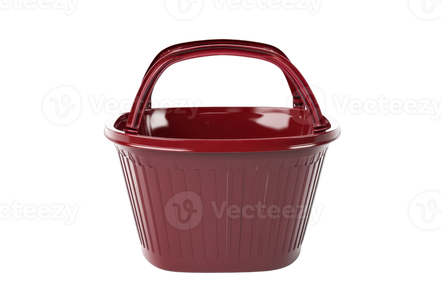 High-quality red plastic basket with sturdy handle. Ideal for storage, organization, and versatile household uses. Durable and functional design. png