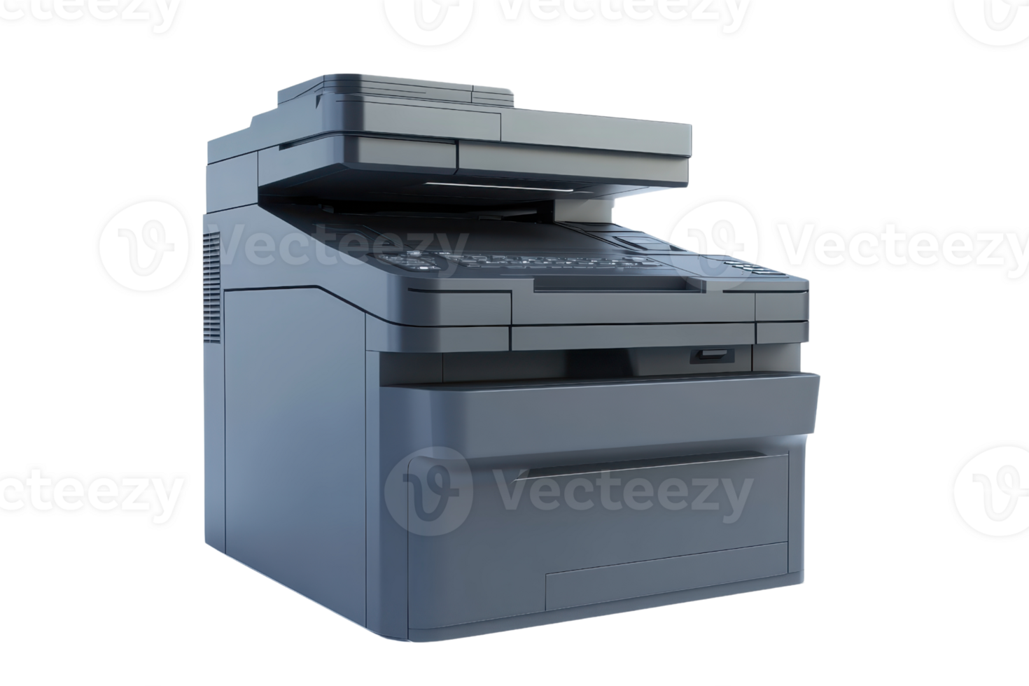 Modern multifunctional office printer isolated on transparent background. ideal for business and professional use, featuring advanced technology. png