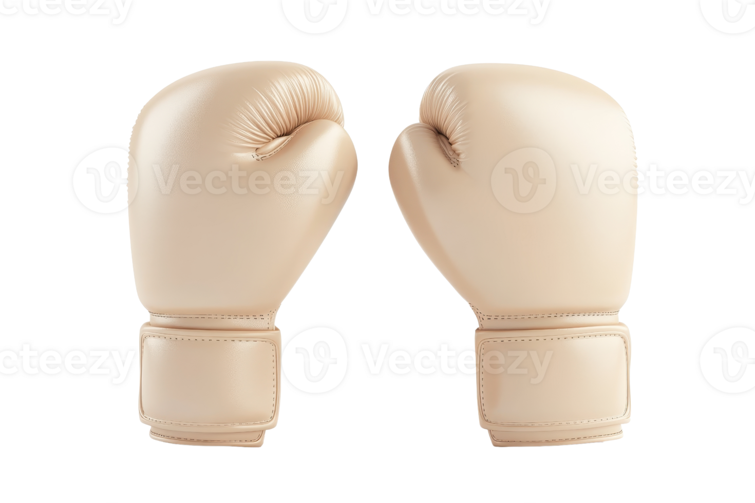 Pair of beige boxing gloves isolated on transparent background. High-quality sports gear for boxing training, workout, and competition. png