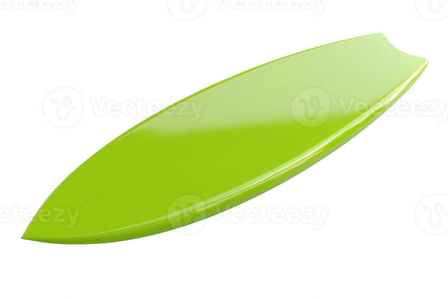 Vibrant green surfboard isolated on a transparent background. perfect for beach and water sports-themed content. png