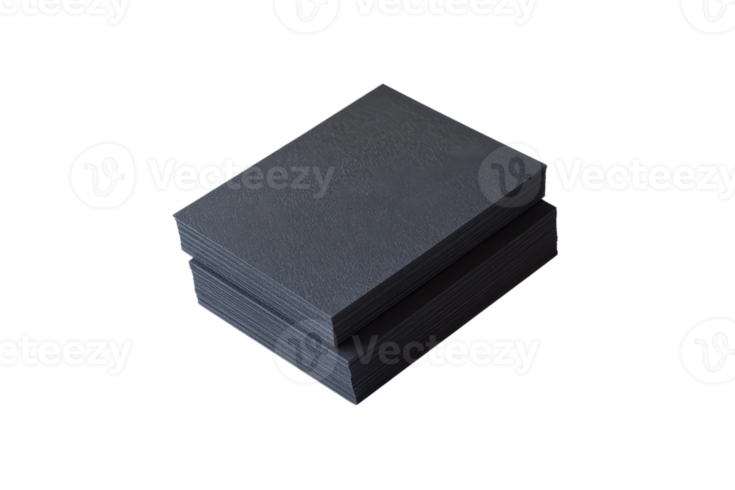 Stack of black cardstock business cards isolated on a transparent background. perfect for branding and design projects. png
