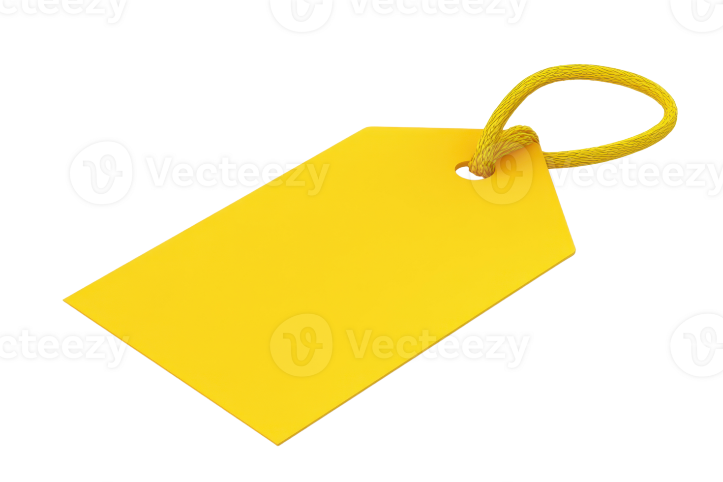 Yellow tag with a hole and loop, perfect for labeling, organizing, or gifting. Isolated on a transparent background. png