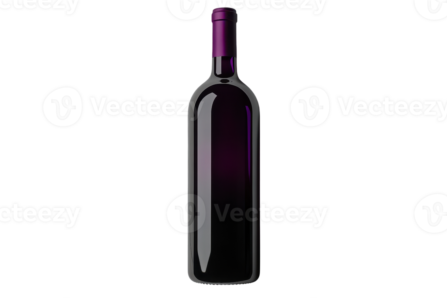 Elegant dark wine bottle with purple cap, isolated on a transparent background. Ideal for wine-related designs, products, and promotional materials. png