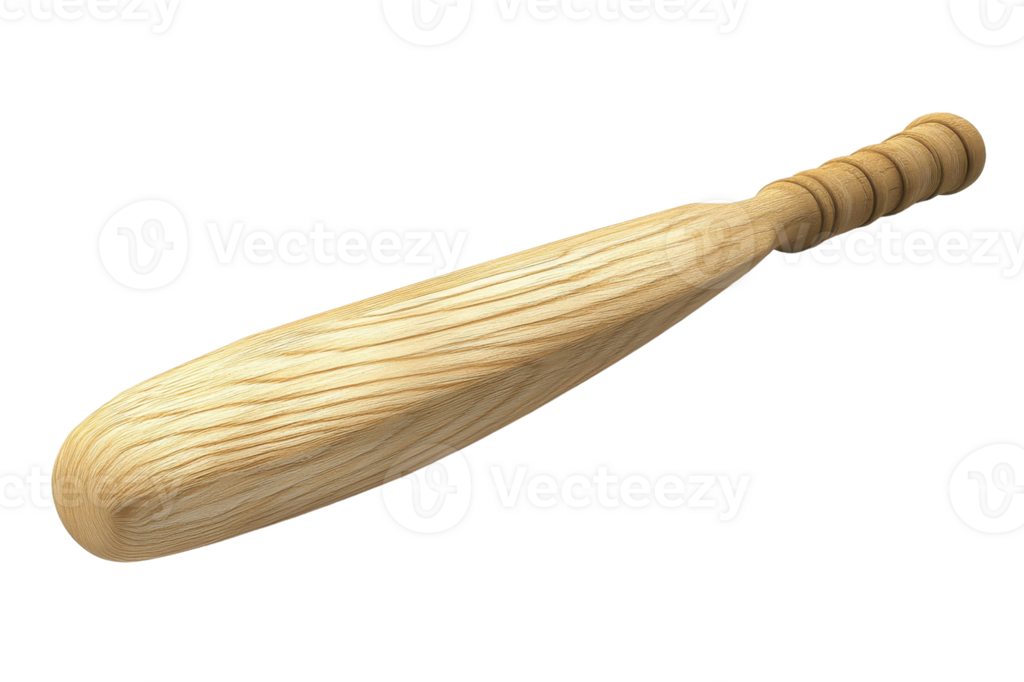 Wooden caveman club isolated on transparent background. Primitive weapon made from wood, showing a rustic and ancient design. png