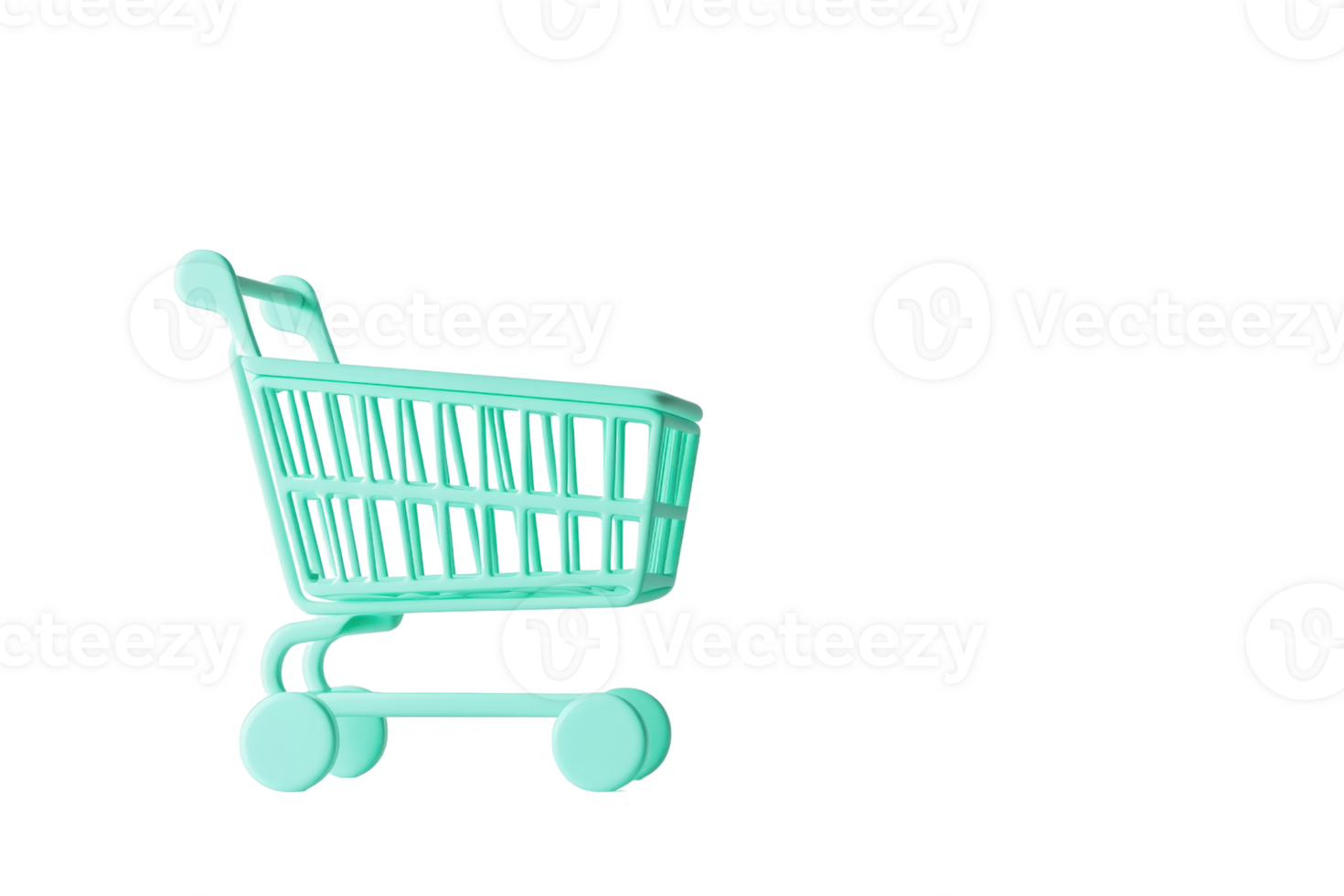 Minimalistic teal shopping cart isolated on a transparent background. Ideal for e-commerce and retail projects. png