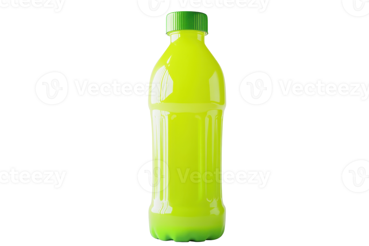 Bright green plastic bottle of beverage or energy drink isolated on transparent background. ideal for advertising and branding mockup. png