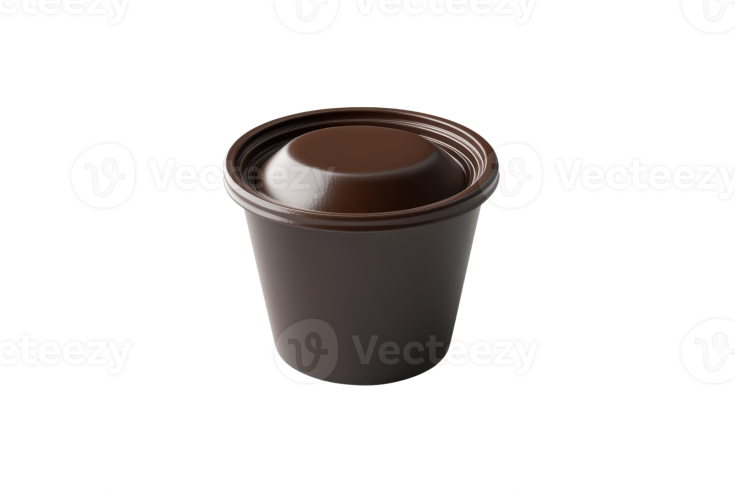 A high-quality image of a brown plastic coffee capsule isolated on a transparent background. perfect for stock photography and product representations. png