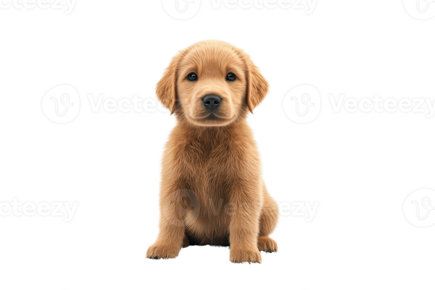 Adorable Golden Retriever puppy sitting and looking at the camera. Perfect for pet-related content, advertisements, and promotional use. png