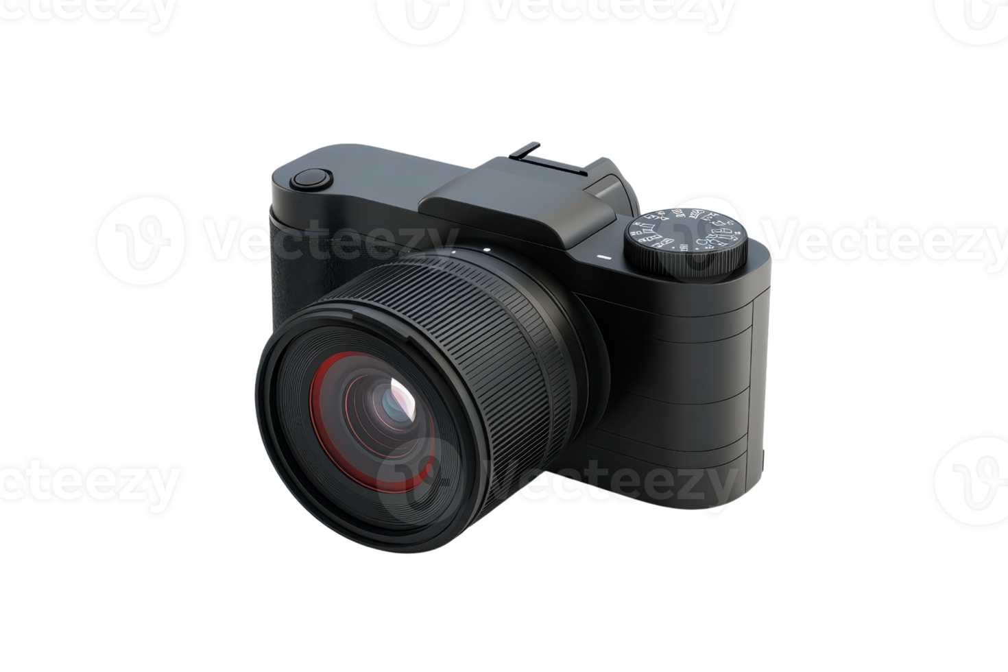 High-quality modern digital camera with a sleek black design perfect for professional photography and videography. Isolated on a transparent background. png