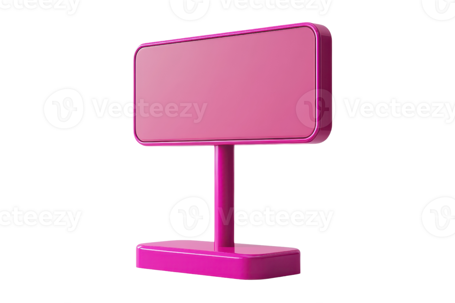 Modern pink blank signboard isolated on transparent background. Minimalist display design for advertising and branding. png