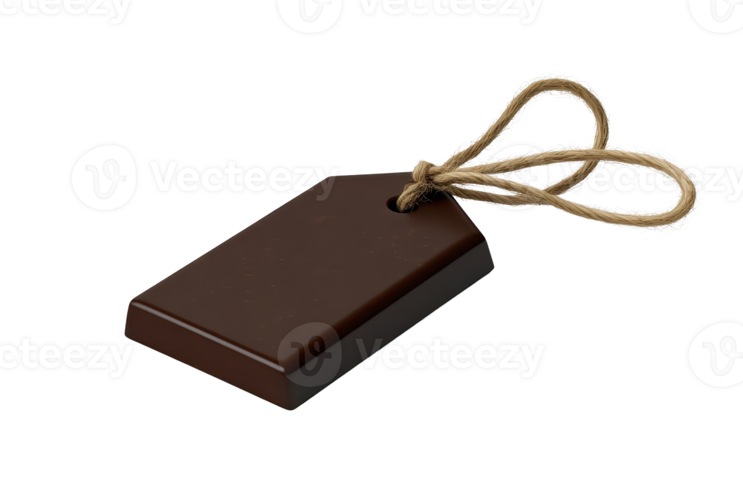 Elegant brown price tag with a rope string isolated on transparent background. perfect for product labeling or gift tagging. png