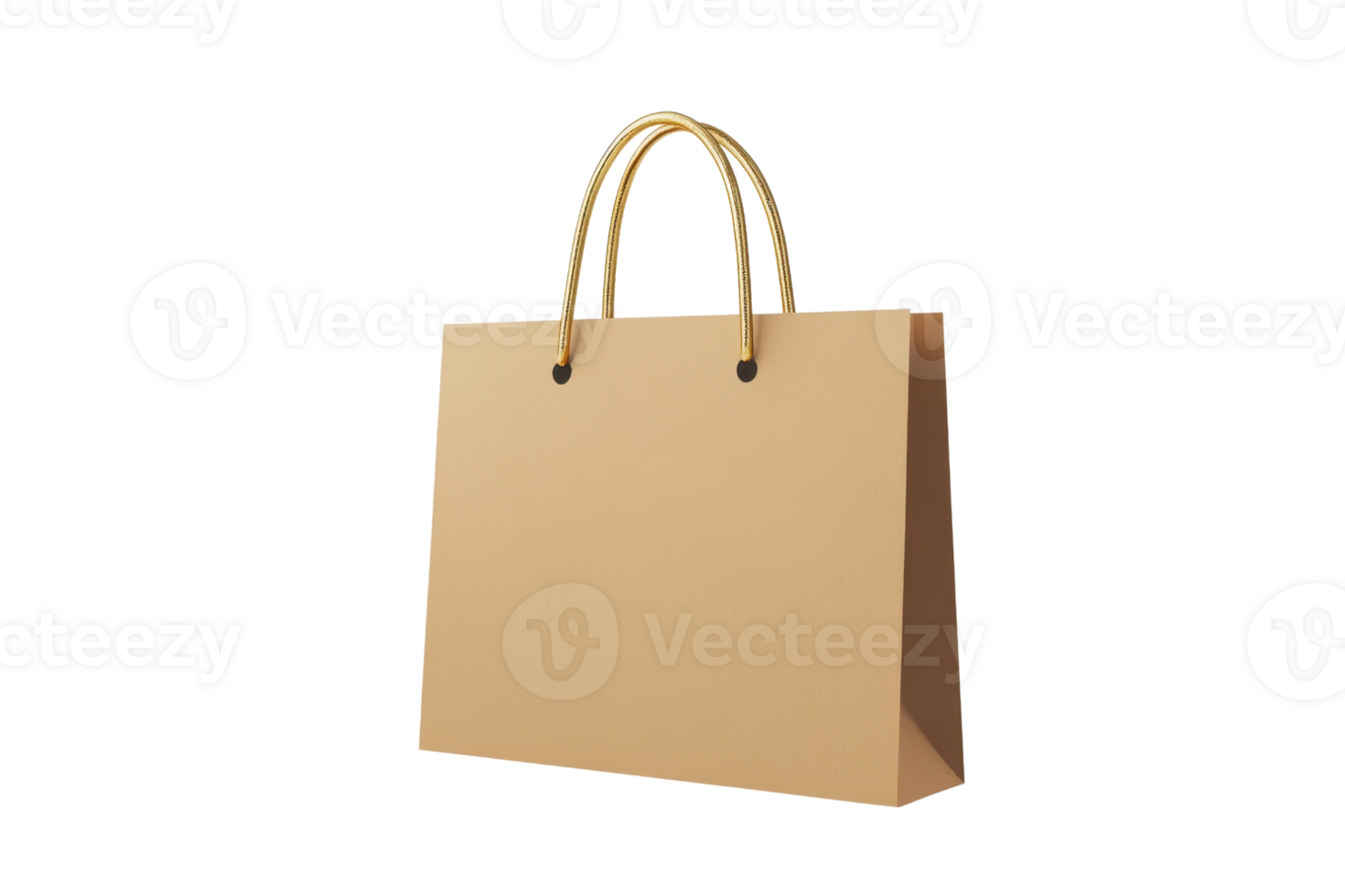 Minimalist beige shopping bag with handles isolated on transparent background. suitable for advertising and branding presentations. png