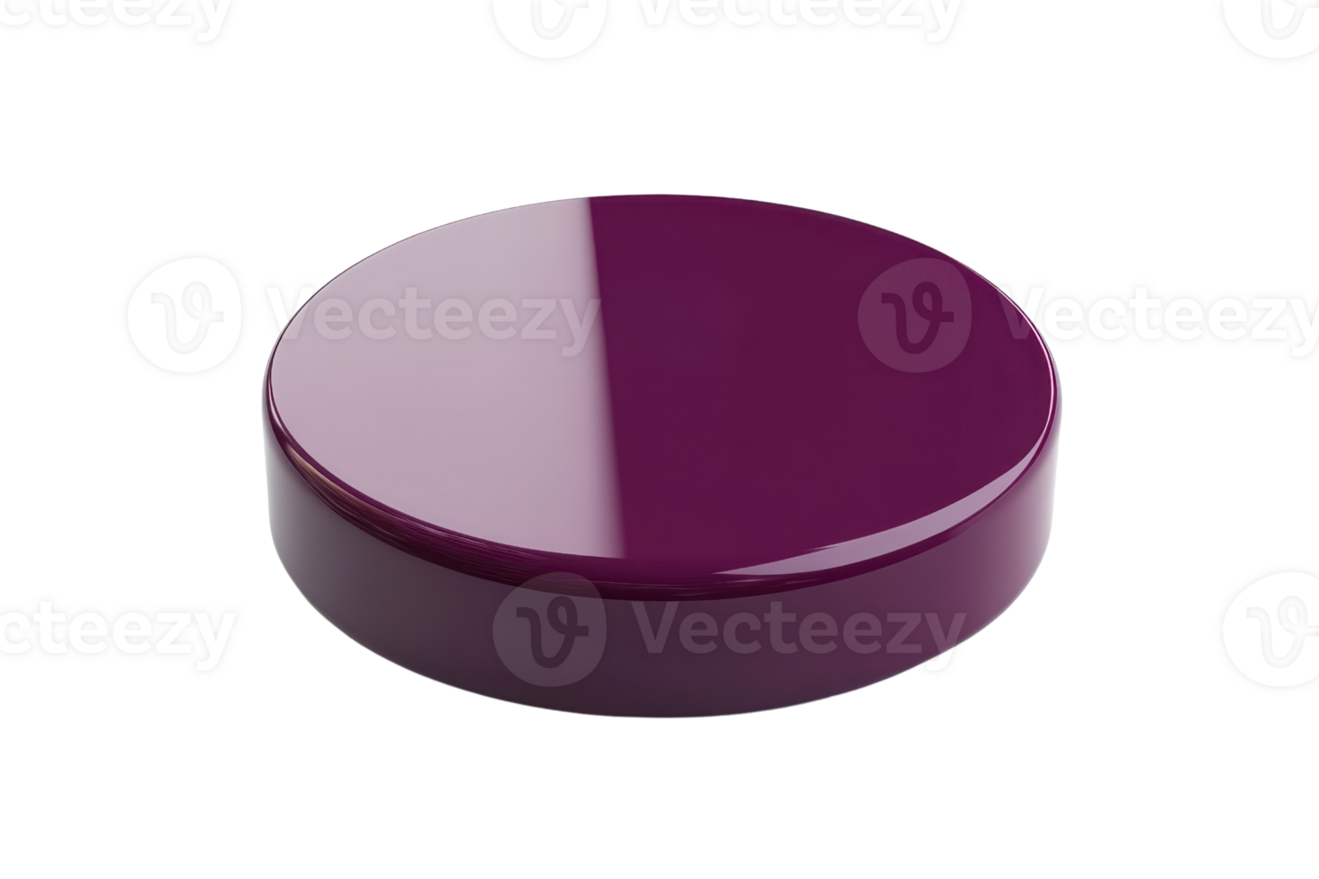 Glossy purple disc on transparent background. Sleek, modern design and vibrant color make it a standout element for any project. png