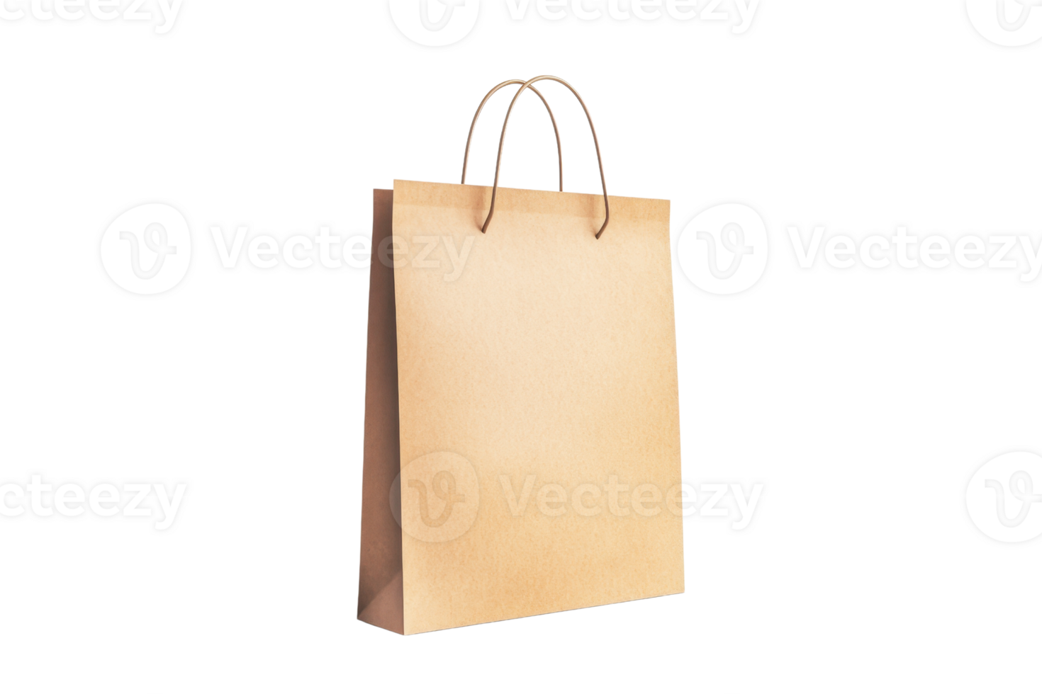 Eco-friendly brown paper shopping bag with handles isolated on transparent background. perfect for retail, gift, or food packaging needs. png