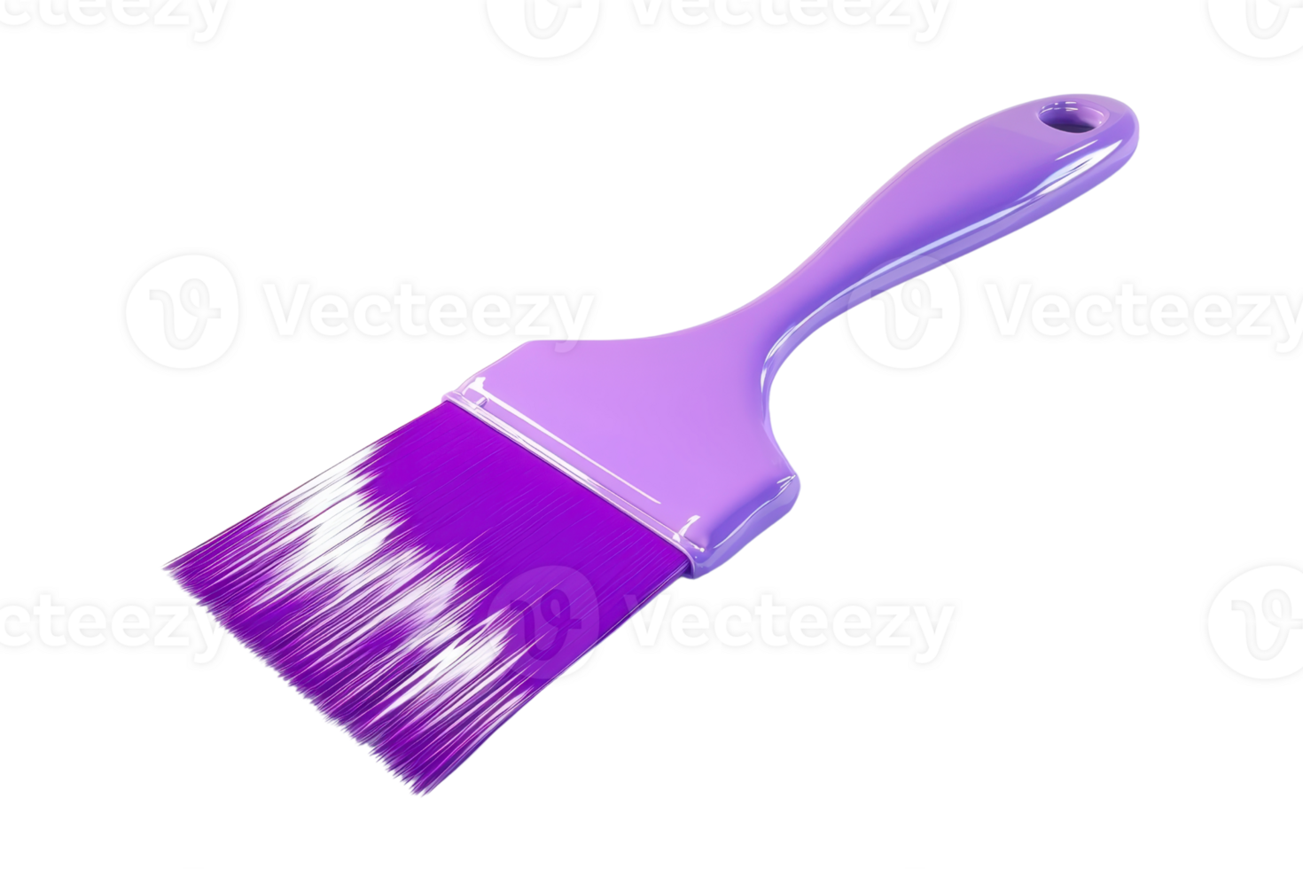 Purple paintbrush isolated on transparent background. Perfect tool for painting and decorating projects. High-quality bristles and ergonomic handle. png