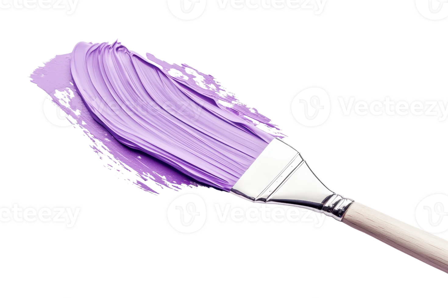 Close-up of a paintbrush with purple paint on a transparent background. Perfect for art, design, and DIY projects. png