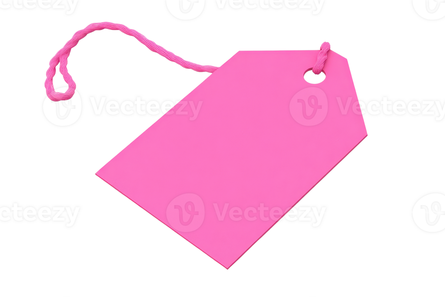 Pink blank price tag with string isolated on transparent background. perfect for pricing, labeling, and gift packaging. png