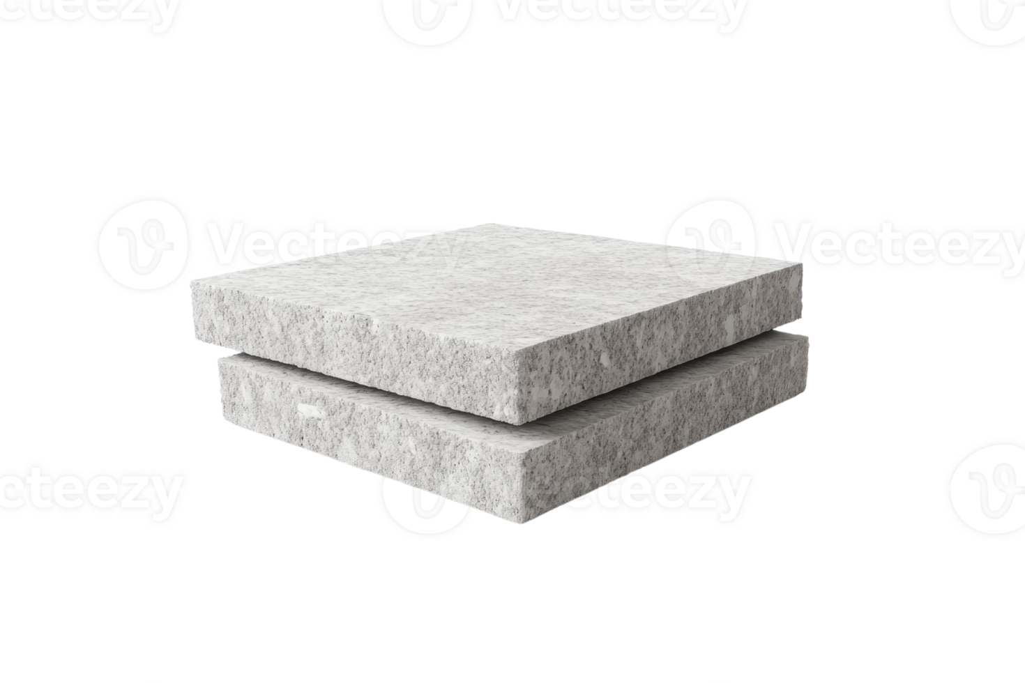 High-quality image of two gray concrete slabs stacked together, isolated on transparent background. Ideal for construction and industrial projects. png