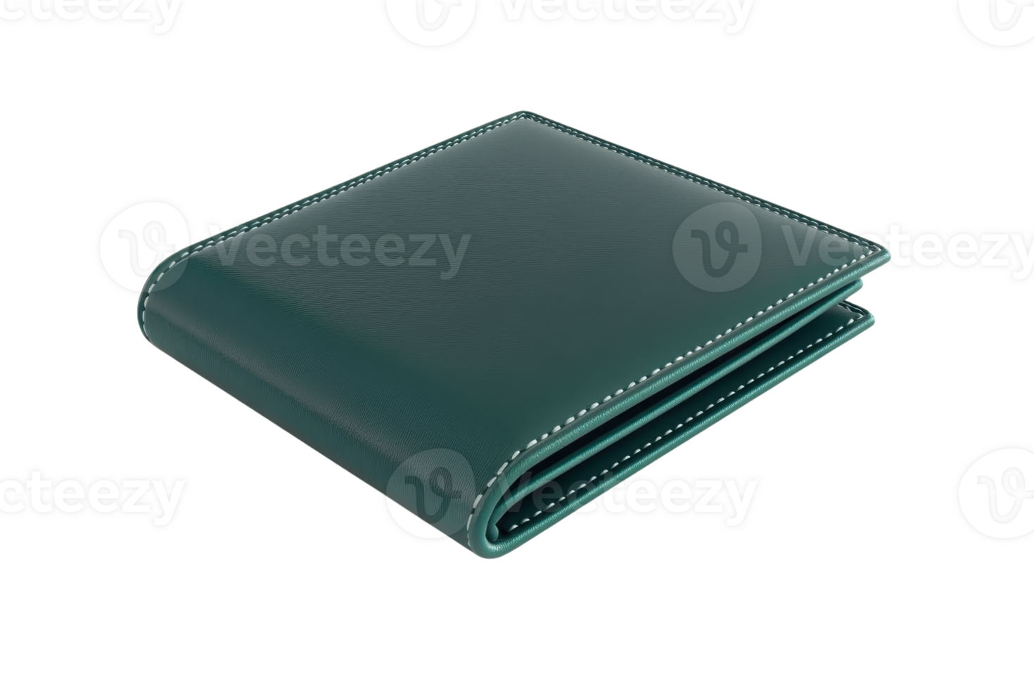 A sleek, green leather wallet isolated on a transparent background. Perfect for storing cash, cards, and IDs with style and elegance. png