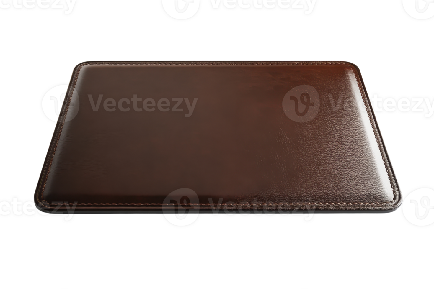 Elegant brown leather tray with a sleek design, perfect for organizing office supplies, desk accessories, or serving drinks in style. png