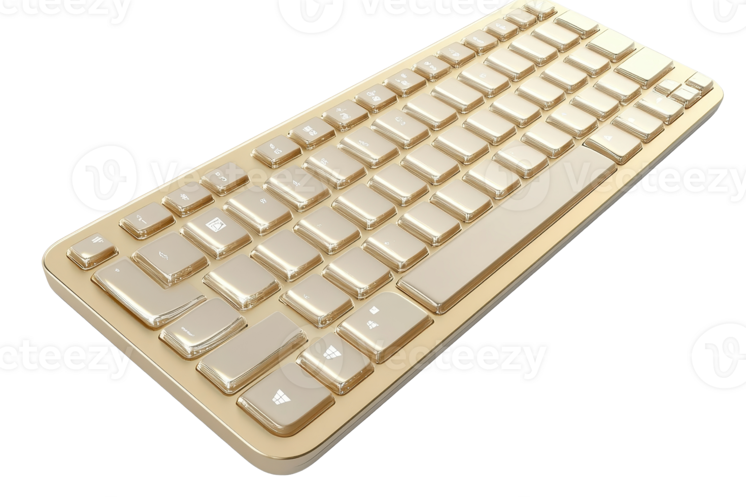 Elegant golden keyboard isolated on transparent background. perfect for business, technology, and modern workspace concepts. png