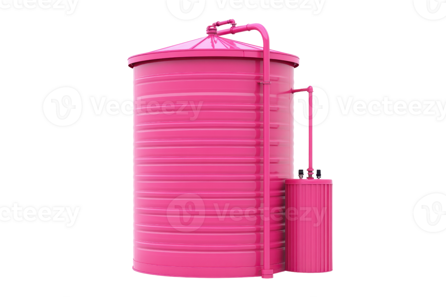 A vibrant pink industrial storage tank isolated on a transparent background. perfect for business, industry, or construction-themed projects. png