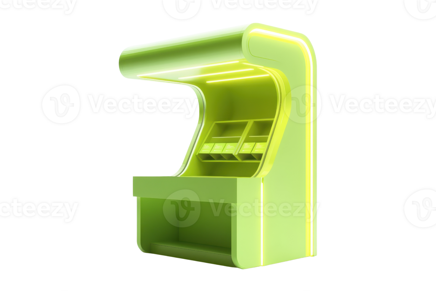 Modern minimalist yellow vending machine on a transparent background. ideal for product mockups and design display. png
