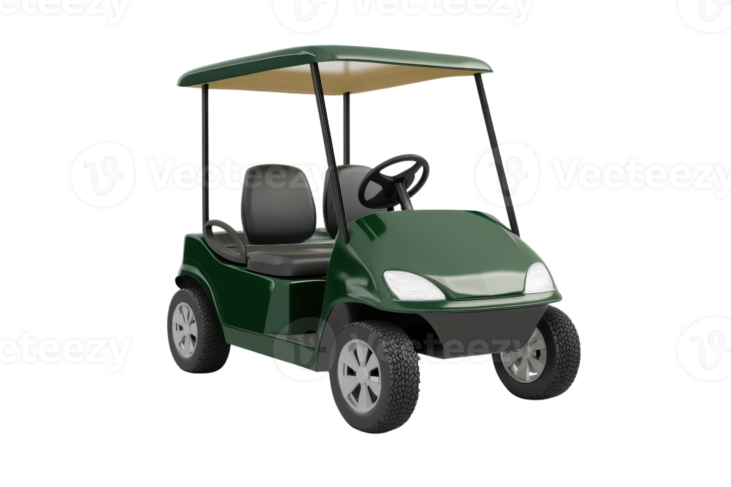 Green golf cart isolated on transparent background. perfect for golfing, transportation, and recreational activities. Ideal for stock photo use. png