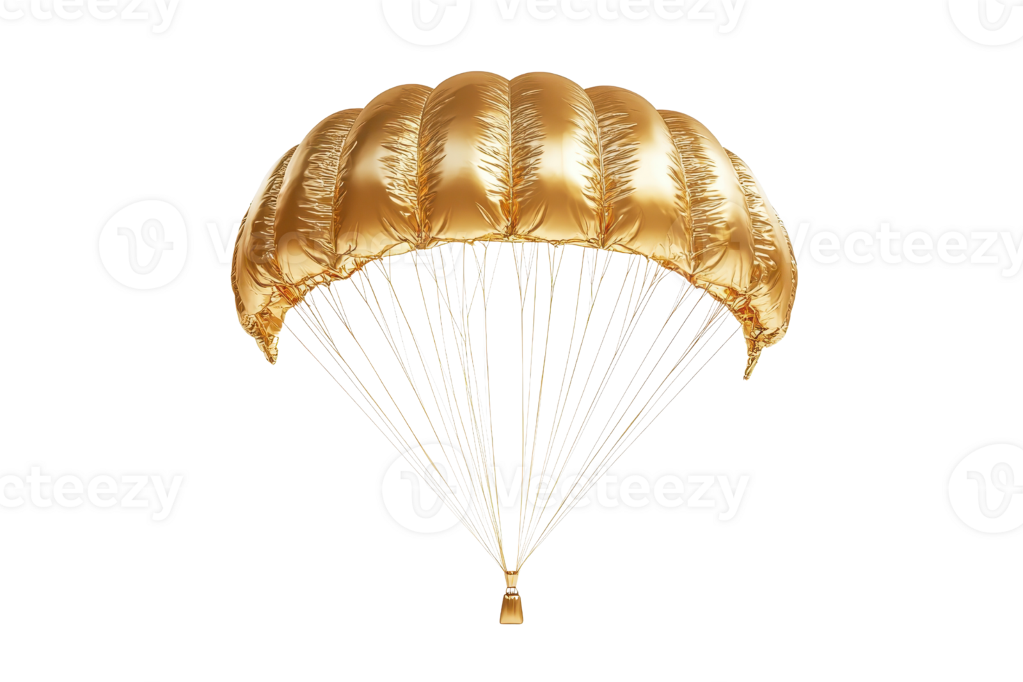 Golden parachute on a transparent background. Ideal for adventure, extreme sports, or transportation-themed projects and designs. png