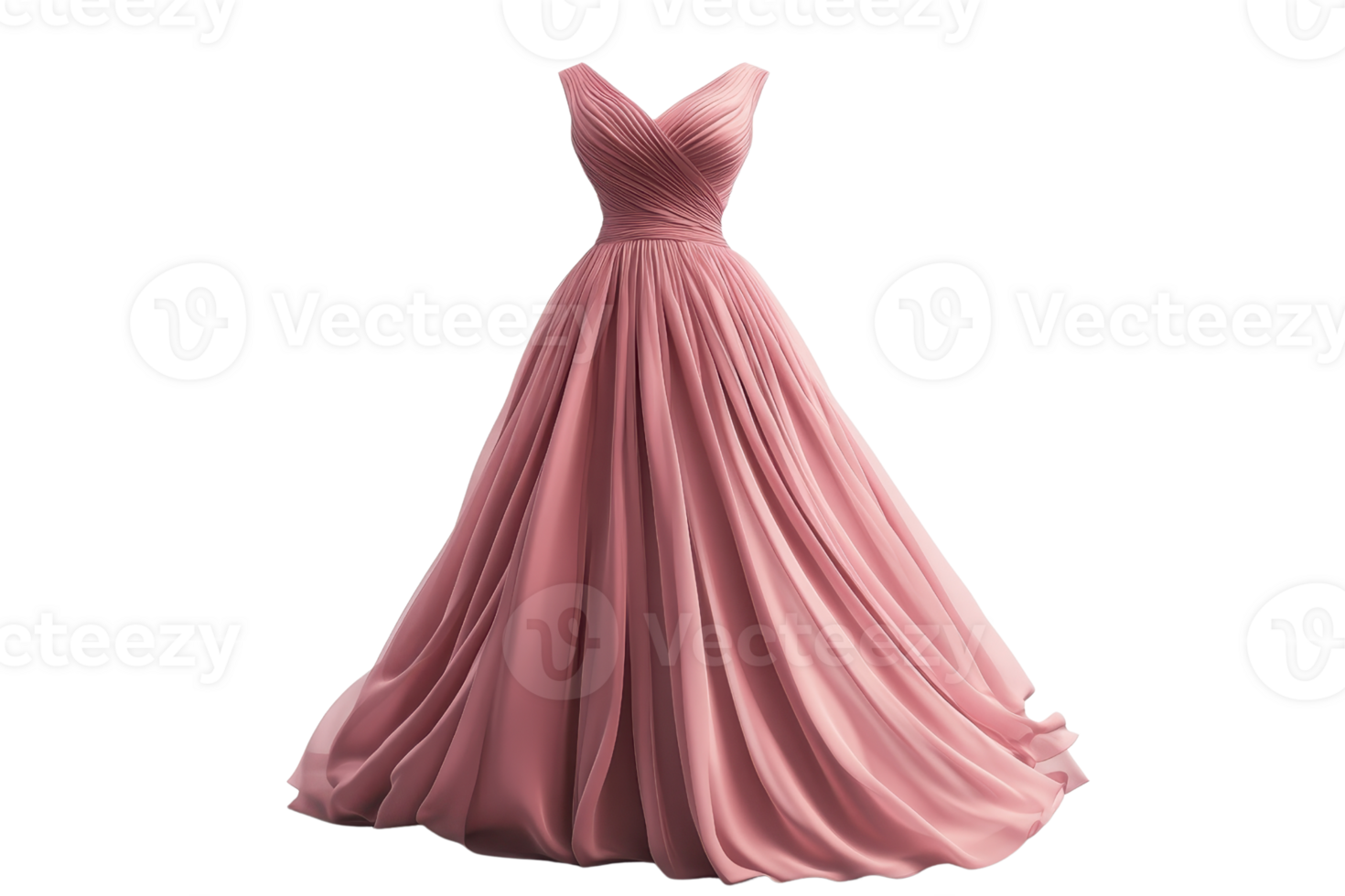 Elegant pink evening gown with a sweetheart neckline and flowing skirt, perfect for formal occasions and glamorous events. png
