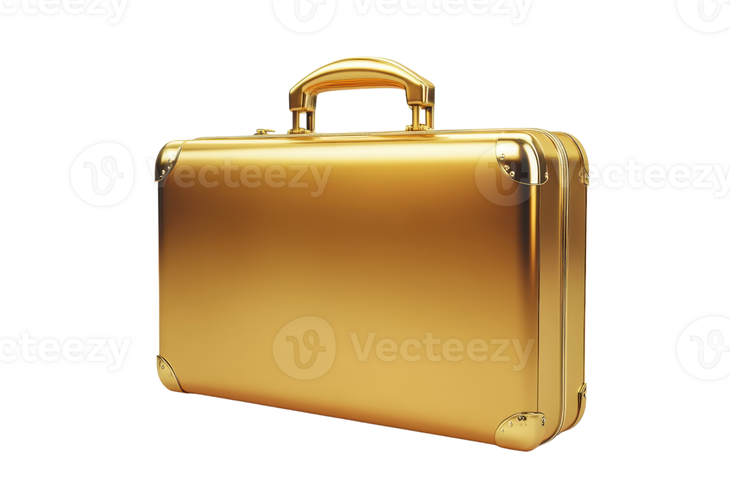 Elegant gold briefcase isolated on transparent background. Perfect for business, finance, and luxury-themed stock photo projects. png