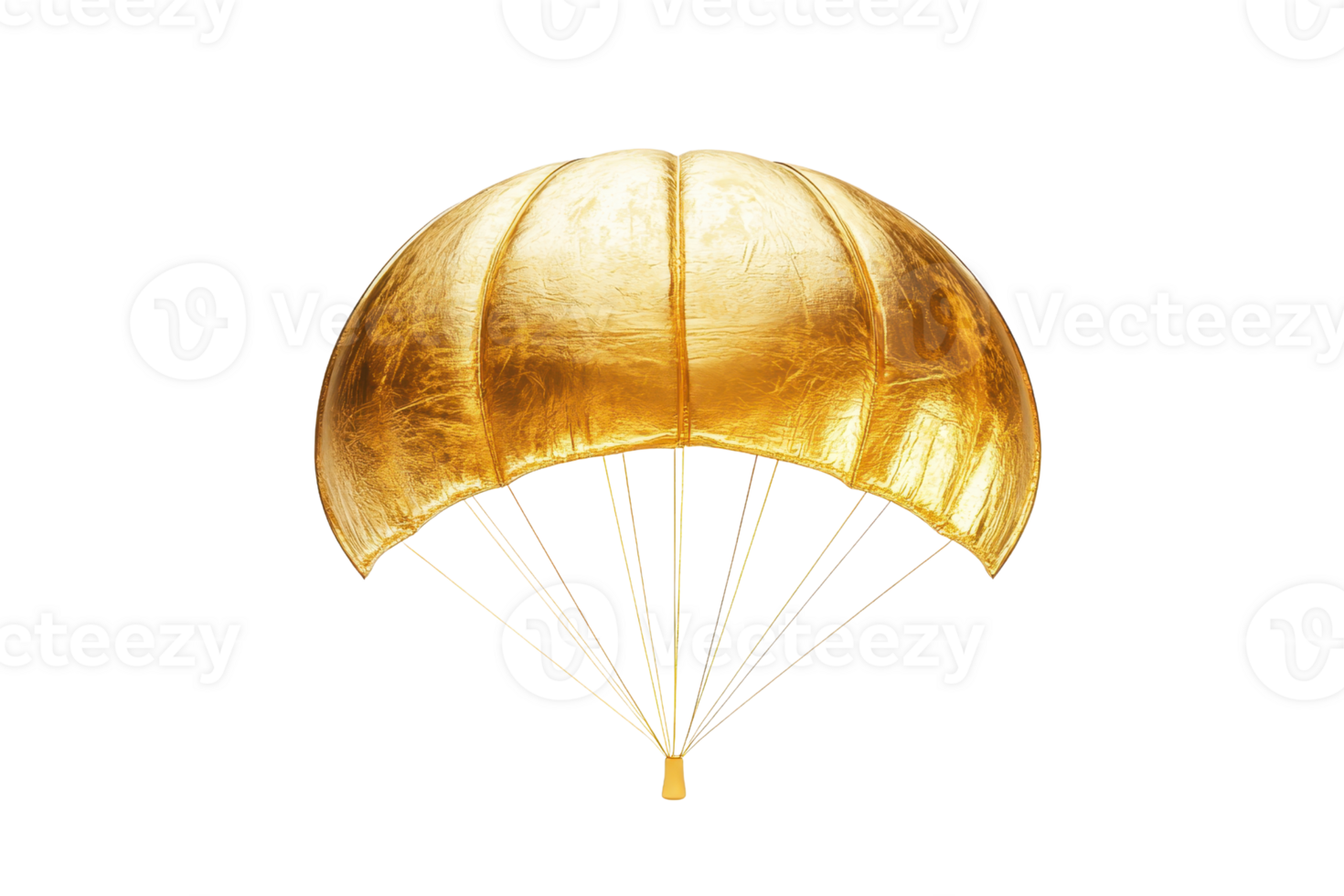 Golden parachute symbolizing safety and wealth. Perfect for financial, business, and success concepts. Ideal for stock photography use. png