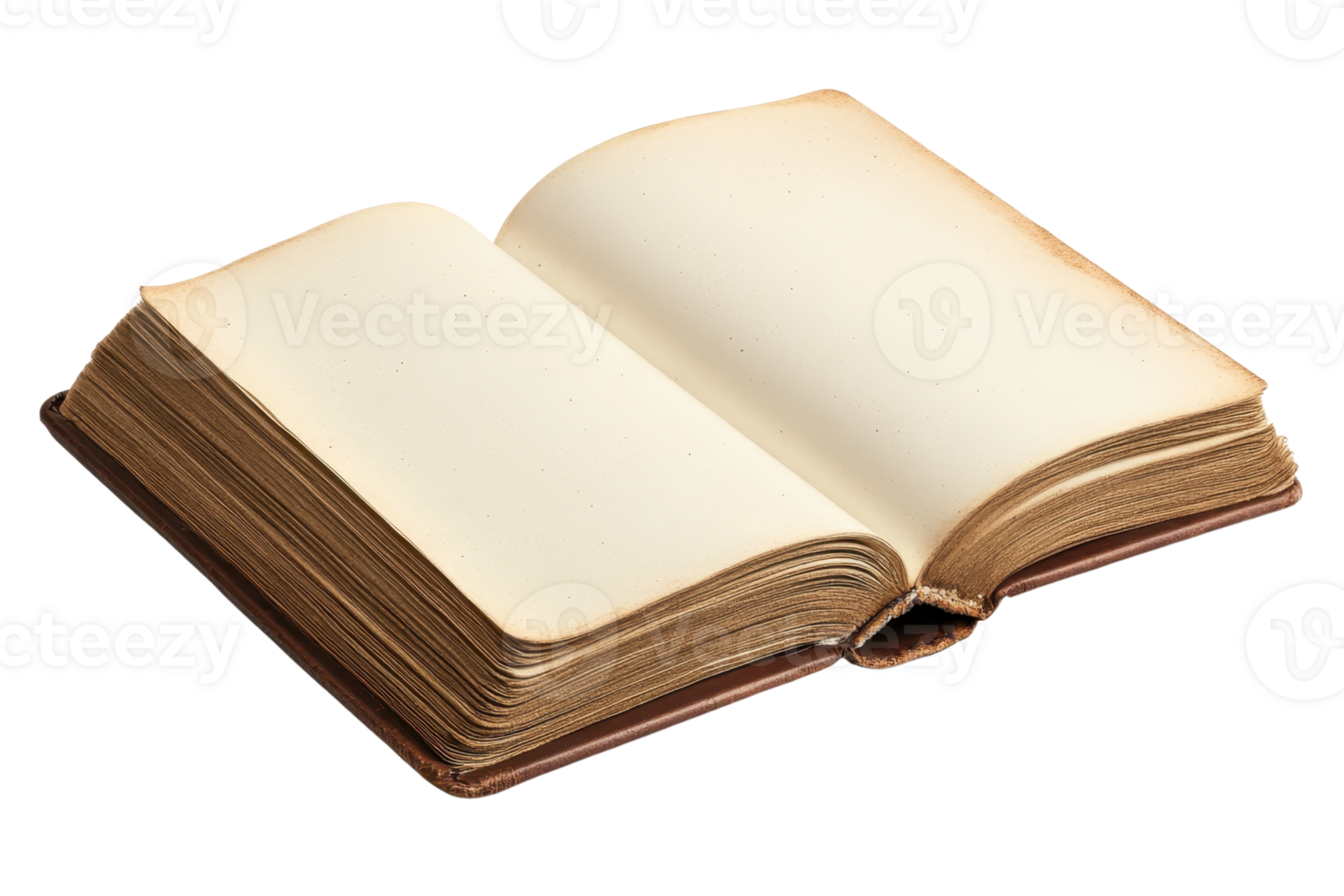 Vintage open book with blank pages, inviting for customization, storytelling, or educational purposes. A classic concept for various uses. png