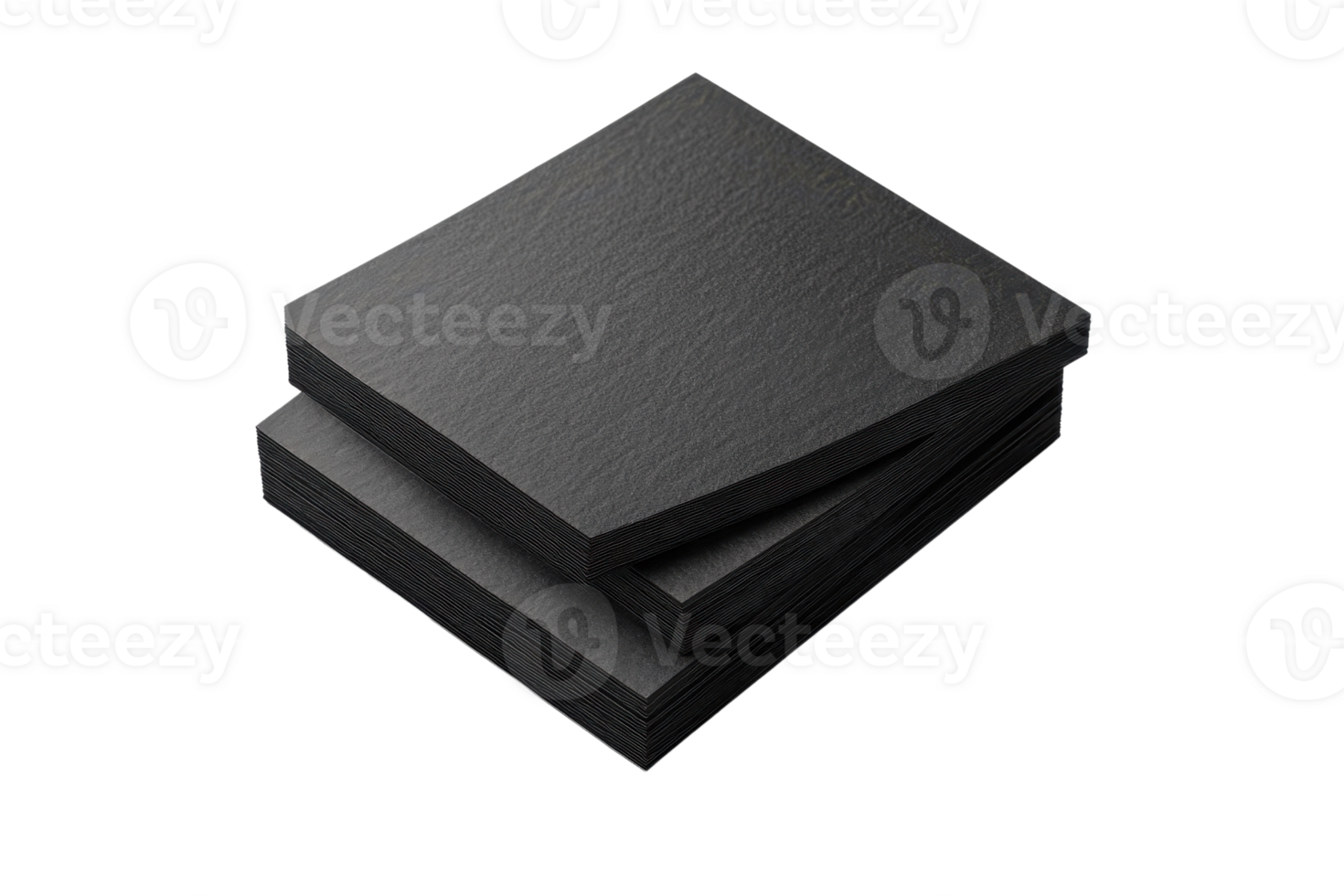 Stack of blank black cards isolated on transparent background. perfect for mock-up designs, branding, or showcasing graphic projects. png
