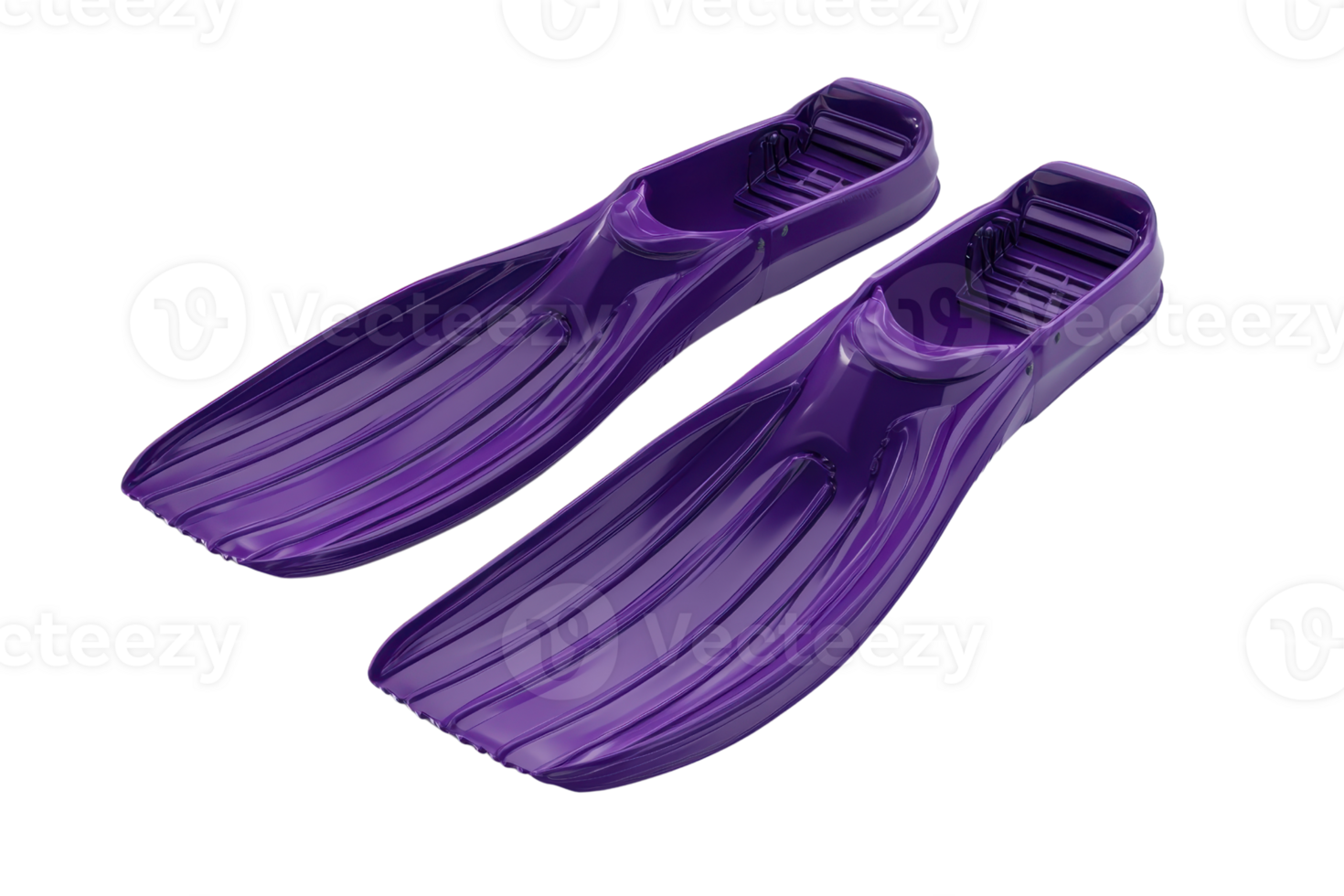 Purple diving fins on transparent background. Ideal for underwater activities, providing excellent thrust and efficiency for divers and snorkelers. png