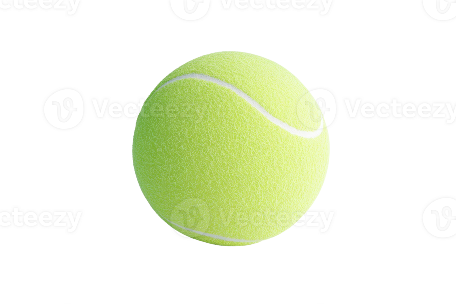 Close-up of a bright green tennis ball isolated on a transparent background. perfect for sports equipment and recreation themes. png