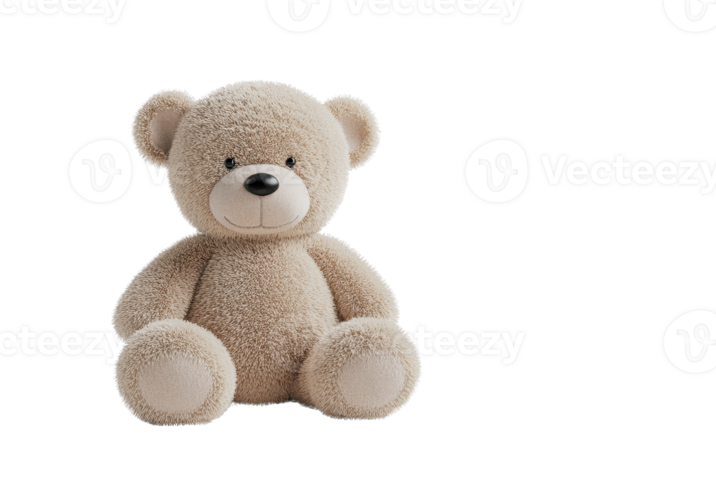 Adorable fluffy teddy bear sitting against a transparent background. Perfect for themes of childhood, comfort, and innocence. png
