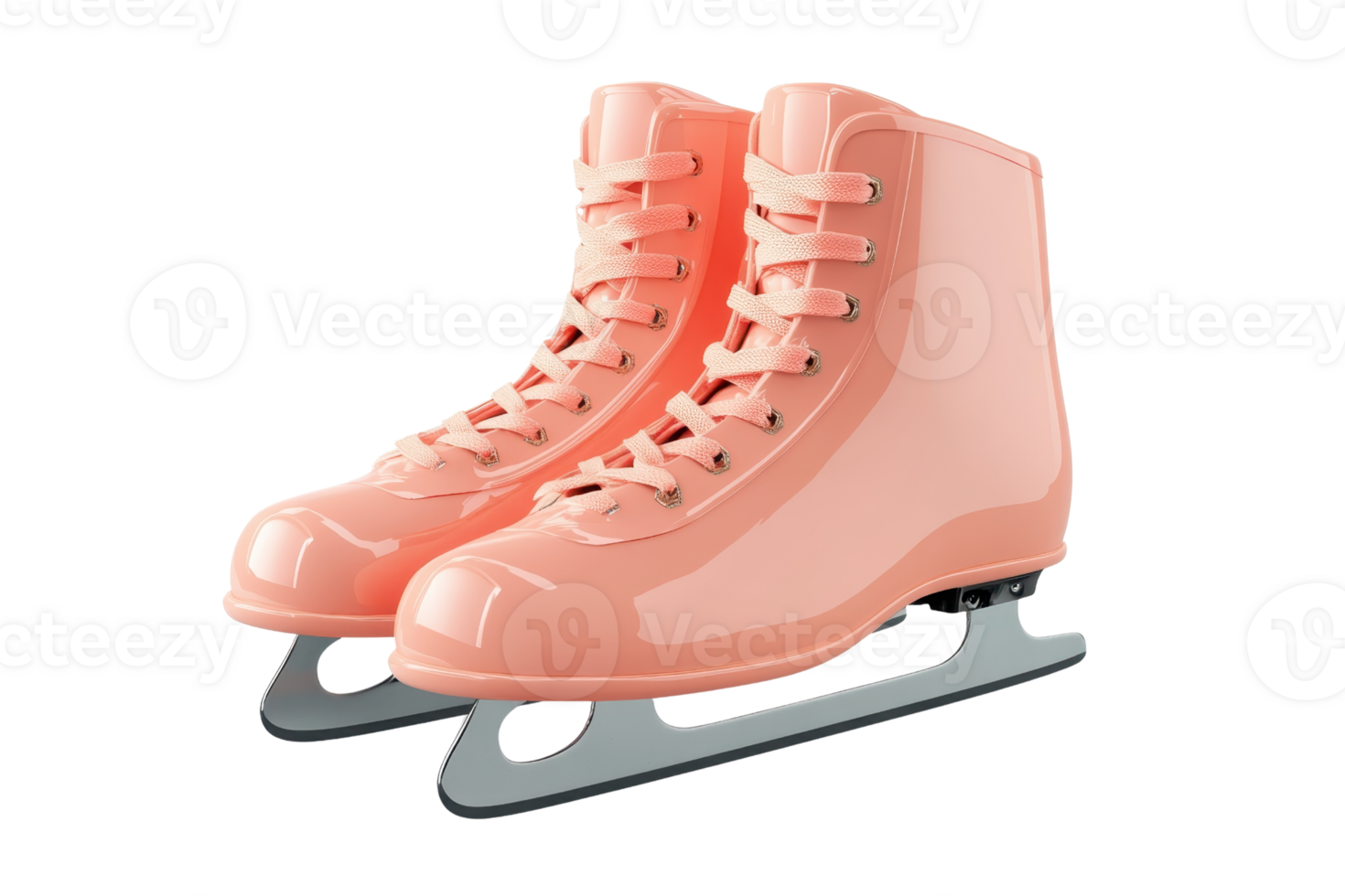 Pair of pink ice skates with laces on a transparent background. perfect for winter sports, ice skating, and recreational activities. png