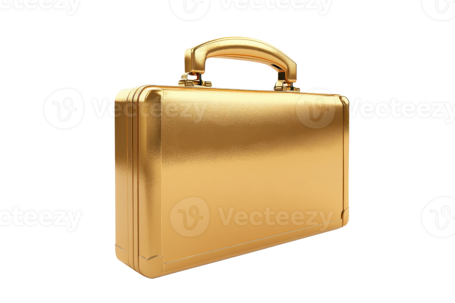 Luxurious golden briefcase isolated on transparent background. Premium business concept with an elegant and stylish golden accessory. png