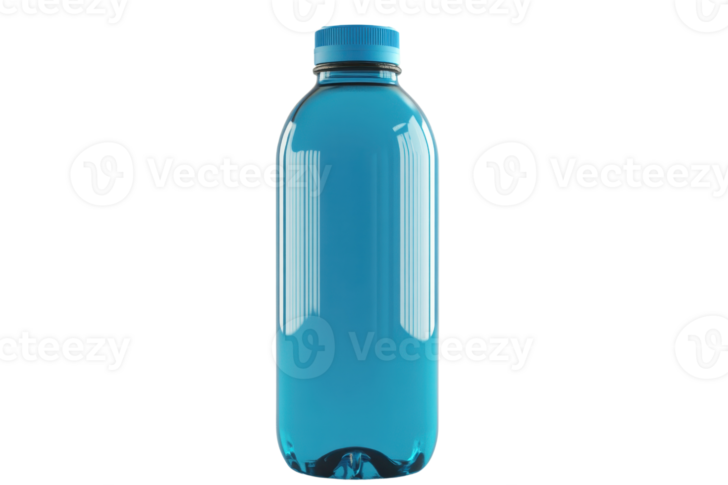 Clear blue plastic bottle with a screw cap, isolated on transparent background. perfect for packaging design or product advertisement. png