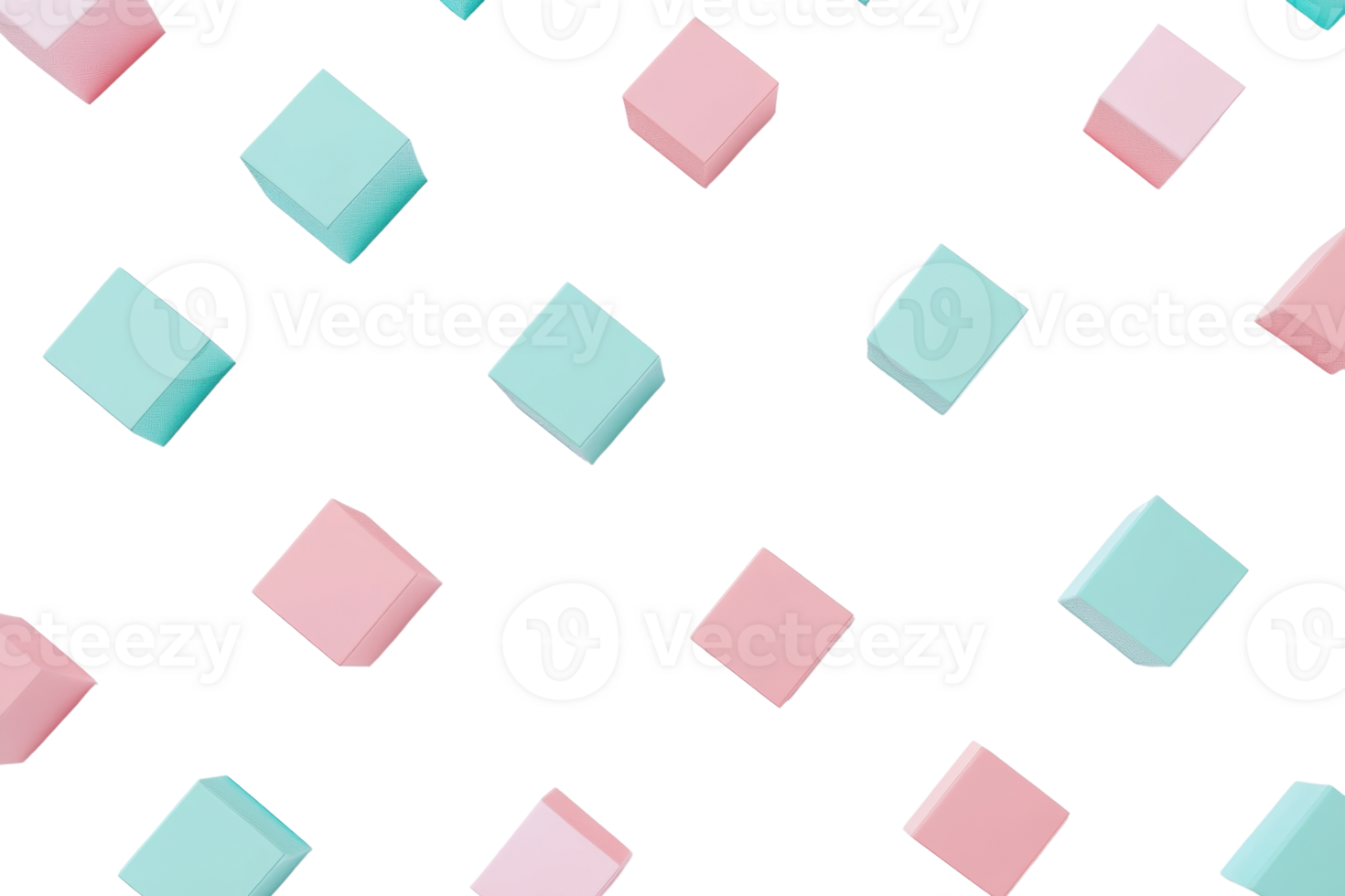 Colorful abstract pattern with pink and blue 3D cubes on a transparent background. creating a vibrant geometric design. Perfect for backgrounds and textures. png