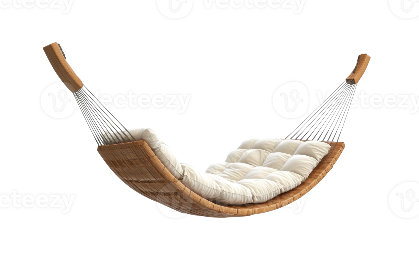 Cozy hammock with a cushioned design, perfect for relaxation and outdoor lounging. Ideal for backyard, garden, or patio spaces. png