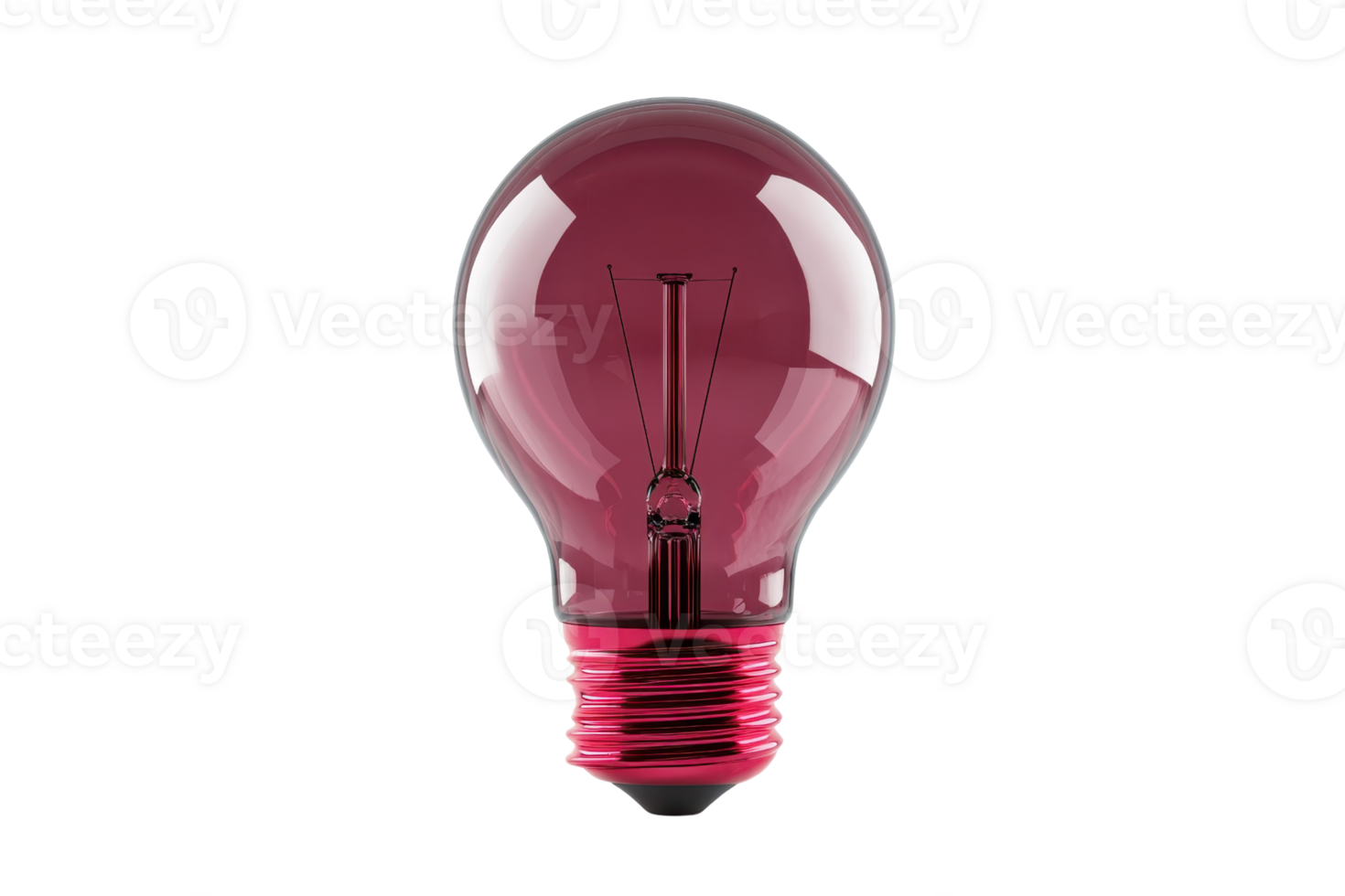 Close-up of a red light bulb isolated on a transparent background. Ideal for concepts related to innovation, illumination, and creativity. png