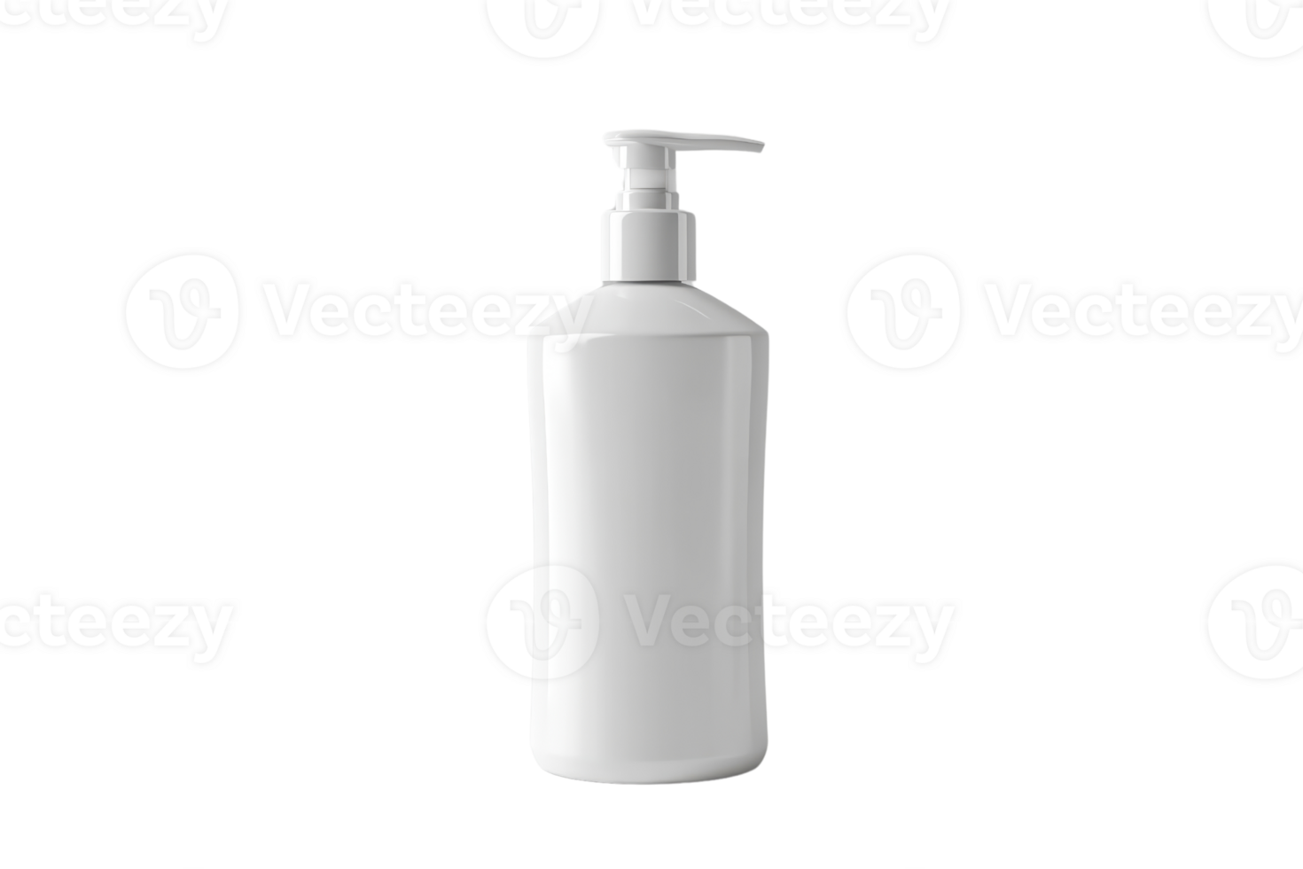 White plastic pump bottle suitable for various liquid dispensers such as lotion, soap, and shampoo. Ideal for personal or commercial use. png