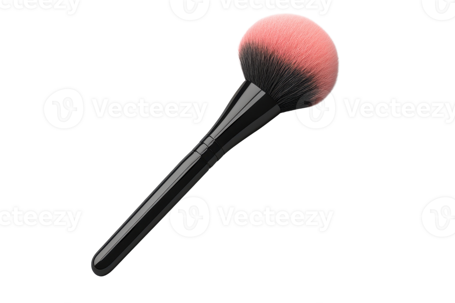 High-quality fluffy makeup brush with black handle and pink bristles, ideal for applying powder or blush for a flawless finish. png