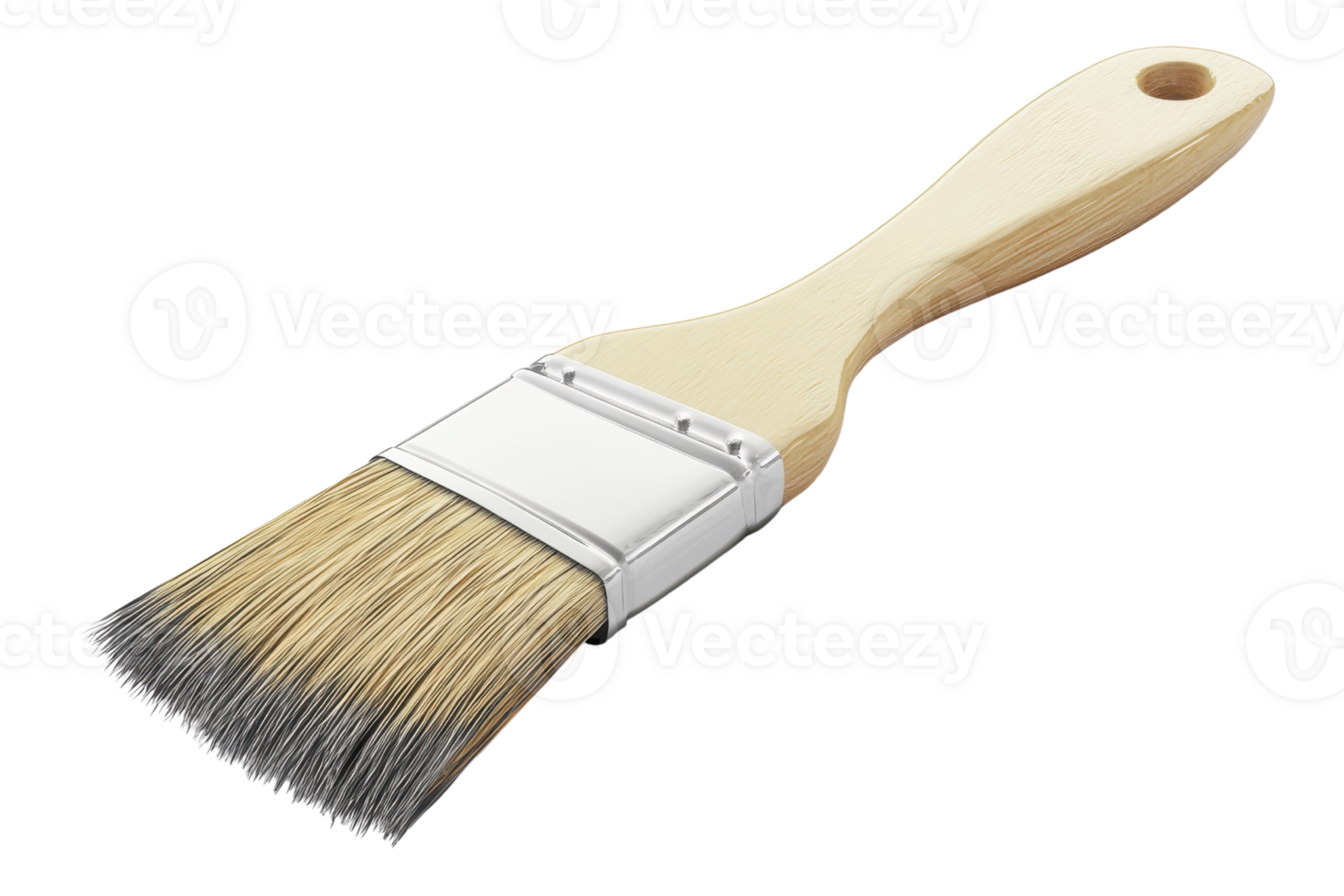 High-quality paintbrush with wooden handle isolated on transparent background. ideal for painting projects and DIY enthusiasts. png