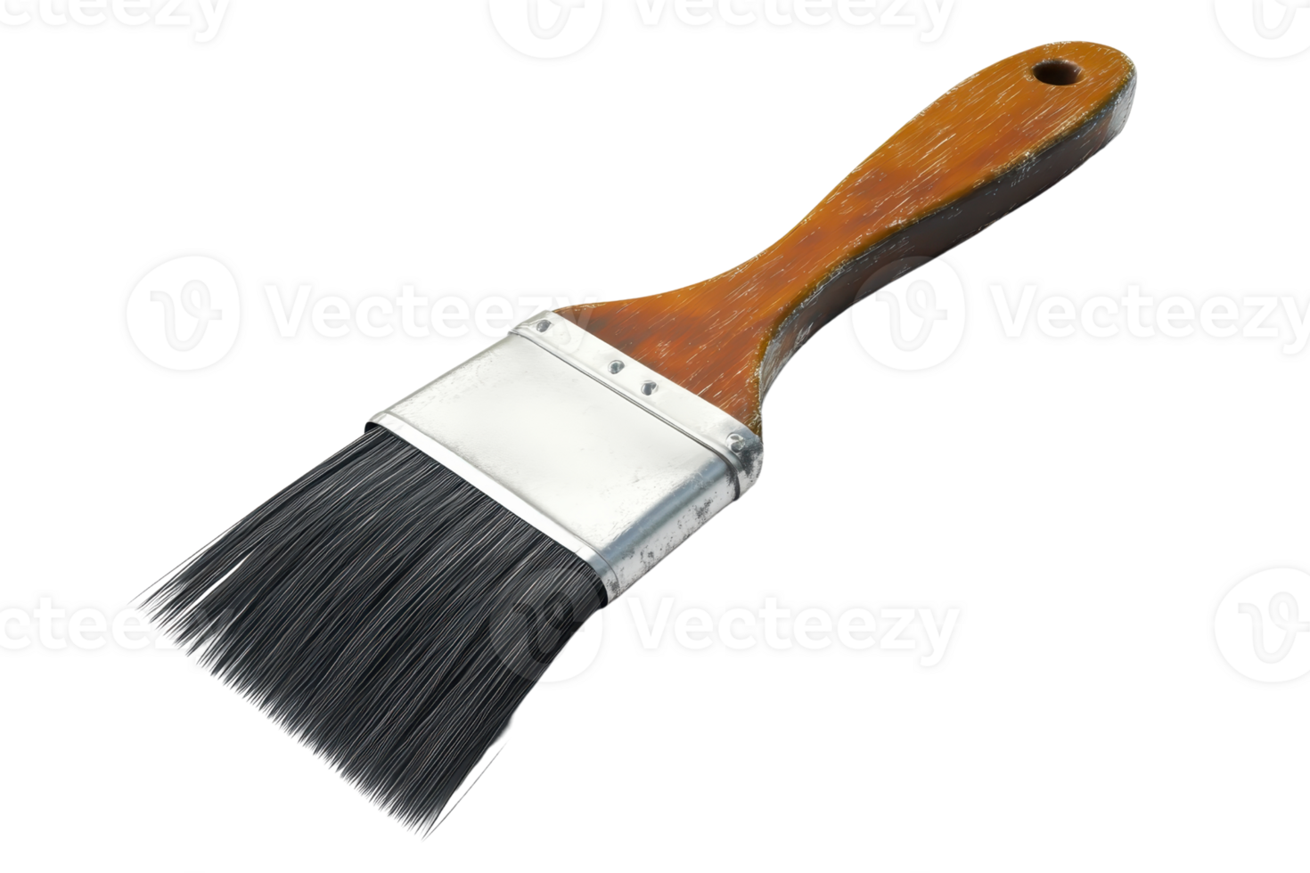 High-quality wooden-handled paintbrush with black bristles, ideal for home improvement, painting, and DIY projects. png