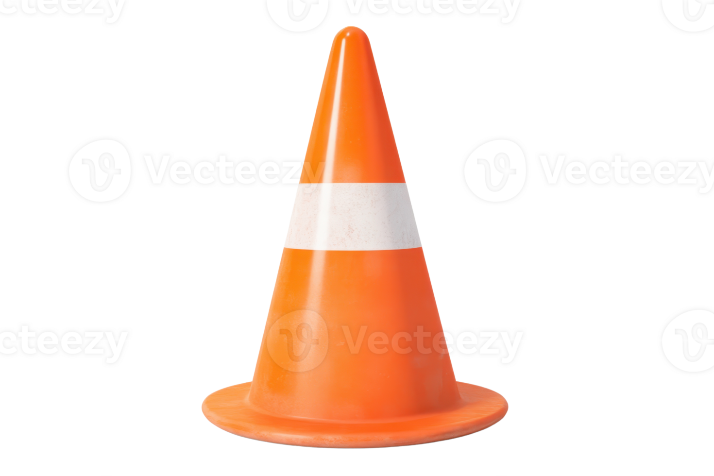 Isolated orange traffic cone with white stripe, perfect for construction, safety, and road work illustrations or projects. png